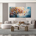 Butterfly Tree Canvas Wall Art for Living Room Bedroom Home Office Blue Colorful Tree of Life Wall Art Modern Large Framed Canvas Prints Size 29x59