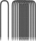 11 Pieces 12-Inch Garden Ground Stakes Galvanized Steel U Shape Hook Rebar Stake - Heavy Duty Ground Anchors for Tents, Position Kits,Fences, and Trampolines