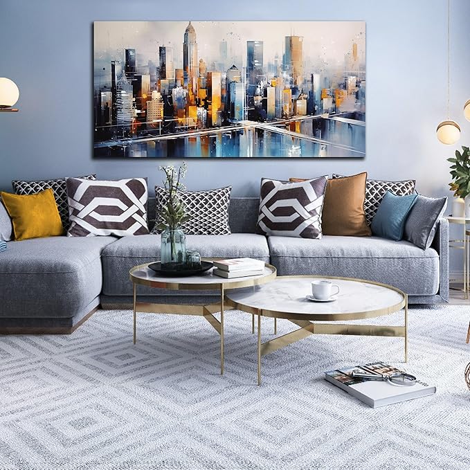 Large Canvas Wall Art Modern Living Room Bedroom Home Office Wall Decor City Landscape Painting Framed Canvas Prints Ready to Hang Size 30x60