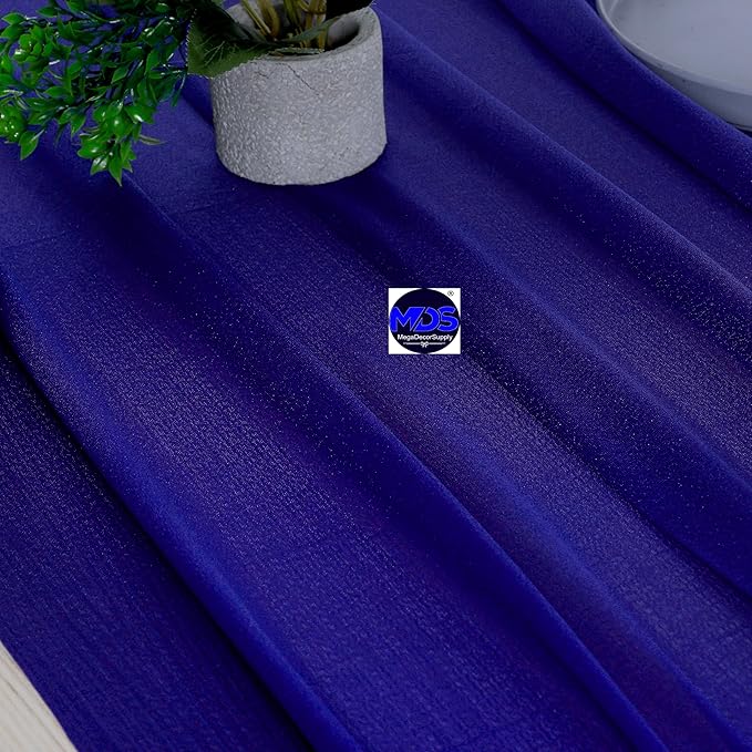 MDS 2 Pack 10ft Chiffon Table Runner 29 x 120 Inches Sheer Wedding Runner Romantic Rustic Table Runner for Wedding Decorations, Birthday Parties, Bridal Shower Party Arch Decor - Royal Blue