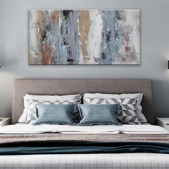 YISXINOAG Colorful Abstract Canvas Art Wall Decor Painting Home Wall Decor 20x40 Inch Decorations Blue Brown And White Wall Art Office Decor Colorful Canvas Picture Artwork For Bedroom Kitchen