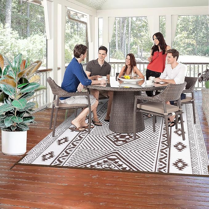 HiiARug Outdoor Rug for Patios Clearance 5'x7' Outdoor Plastic Straw Rug Waterproof Patio Camping Rug Reversible RV Mat Outdoor Area Rugs for Outdoors, RV, Patio, Backyard, Deck, Camping