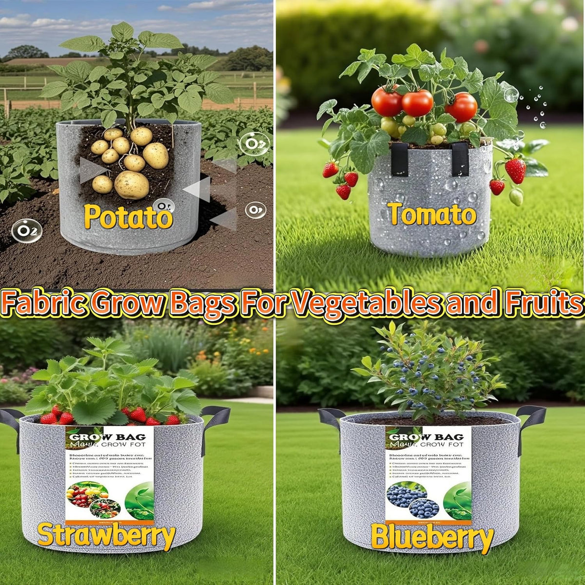 Grow Bags,Gallon Pot,Gallon Grow Bag,Fabric Plant Vegetable Pots,15-35 Gallon Nursery Pots,Deep Plant Pot, Gallon Grow Bags with Handles,3pcs (30 Gallon)
