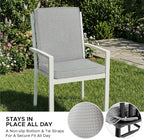 Outdoor Chair Cushions, Water-Resistant & Fade-Resistant, Patio Furniture Lawn Dining Chair Seat Replacement with Mid Back, Ties Zipper, Removable Cover, 18 x 16.5 Inch, Set of 4, Light Grey