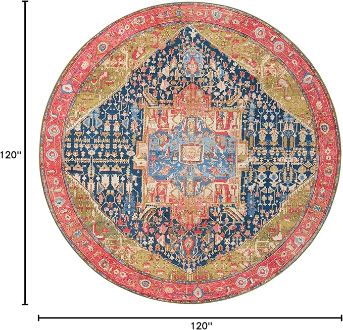 Unique Loom Outdoor Traditional Collection Area Rug - Limon (10' Round Multi/Red)