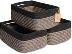 NaturalCozy 11.8"x8"x4.5” Rectangle Storage Baskets for Shelves 3 Pack | Cotton Rope Woven Small Baskets for Organizing | Small Storage Bins for Nursery, Bathroom, Closet, Shelf, Decorative, Gift