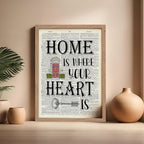 Poster Master Dictionary Art Poster - Home Is Where Your Heart Is Print - Motivational Art - Gift for Men & Women - Inspiring Wall Decor for Dorm, Bedroom or Living Room, 16x20 Beige Framed