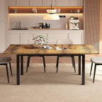 Extendable Dining Table for 4-6, 63" Modern Kitchen Table, Farmhouse Dining Room Tables for Dining, Kitchen, Office, Living Room, Rectangular Wooden Tables, Space Saving (Rustic Brown)