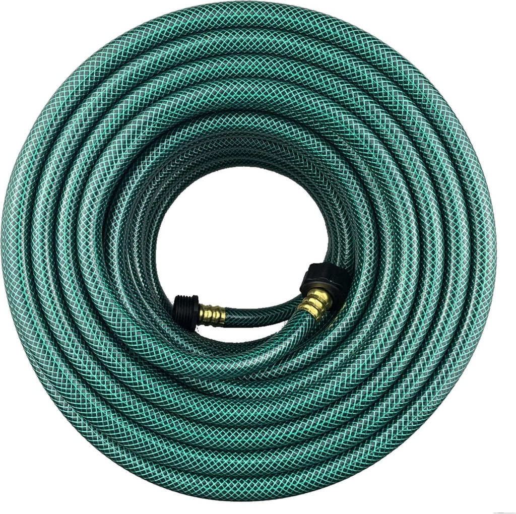 PVC Garden Hose 1/2 Inch, Flexible Water Hose with Male and Female Fittings, No Leaking, Heavy Duty, for Household, Outdoors, Lawns, Patio (100 FT, Green, Plastic Fittings)