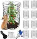 8 Pack Plant Protectors from Animals, 13.8"x 12" Wire Plant Protector, Wire Cages for Plants with Stakes and Cable Ties, Metal Plant Cages for Plants, Vegetables, Flowers