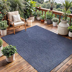 Washable Indoor Outdoor Rug 10x14 Weather Resistant Area Rugs Modern Solid for Porch Deck Balcony Backyard Patio Outside Carpet (10 X 14 Azure Blue)