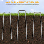 WAENLIR 6 inch 200 Pack Garden Staples Galvanized Landscape Stakes, Heavy Duty Fence Stakes Sod Pins for Securing Weed Fabric Barrier,Ground Cover, Artificial Turf,Dog Fence