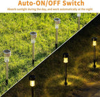 GIGALUMI Solar Pathway Lights, Stainless Steel IP44 Waterproof Auto On/Off Outdoor LED Solar Landscape Lights for Garden, Yard, Patio, Path and Walkway(20 Pack, Warm White)