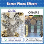Qcity Light Gold Shimmer Wall Backdrop 48PCS, Black Back Not See-Through Design, Square Sequin Glitter Backdrop Panel, Perfect for Outdoor Events, Birthdays, Wedding and Party Decoration