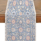 Snycler Table Runner Boho Table Runners Vintage Elegant Farmhouse Table Center Linen Decor for Home Dining Party Entrance (13x48 Inch) Blue