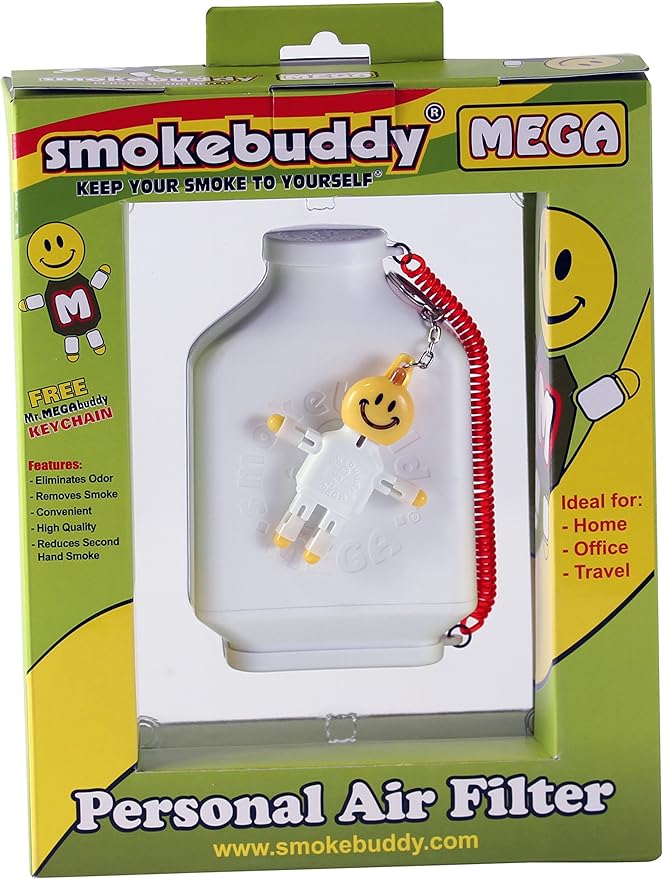 Smoke Buddy Mega Personal Air Purifier Cleaner Filter Removes Odor - White