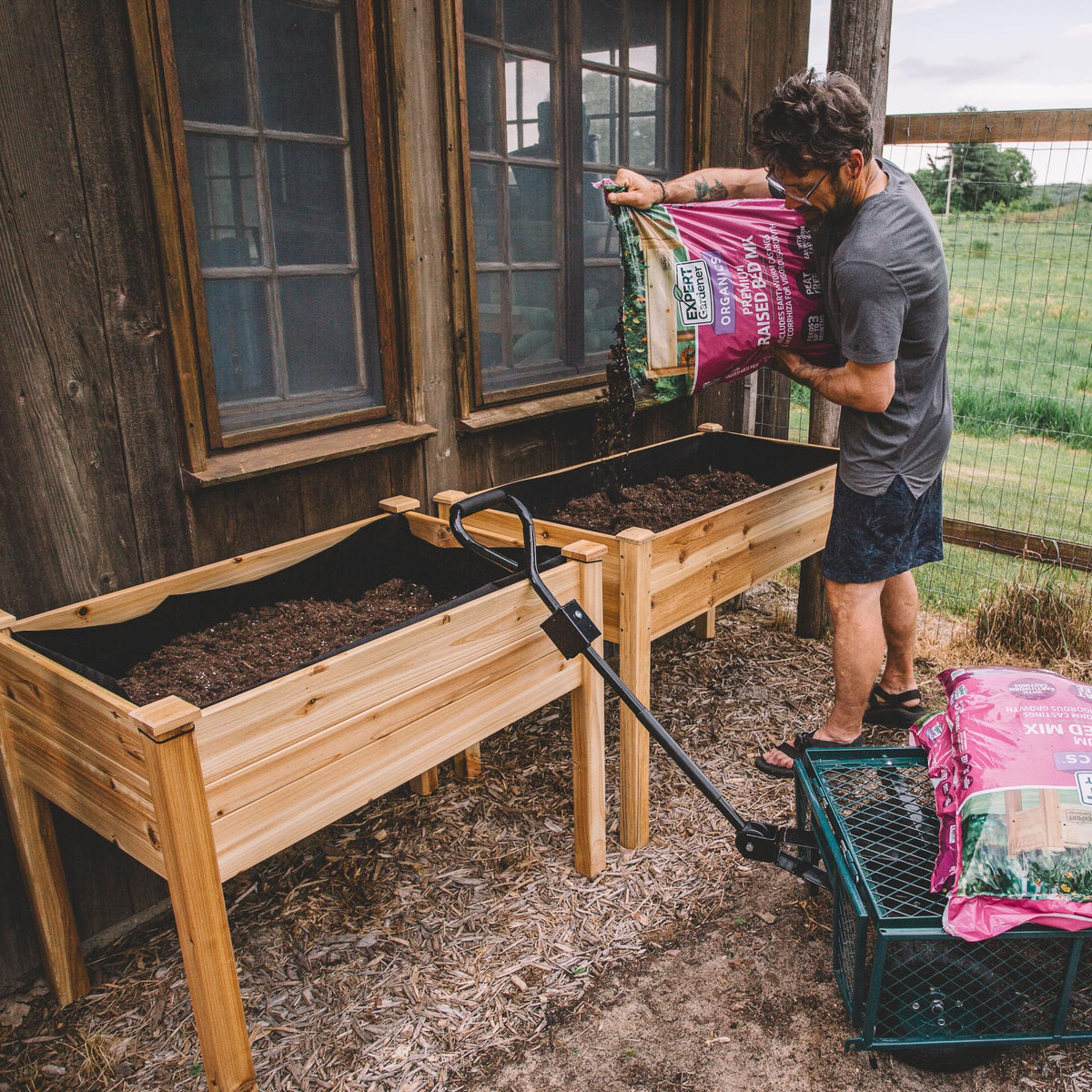 Backyard Expressions Wooden Raised Garden Bed | 48" x 24" x 30" Elevated Planter Box with Included Bed Liner | Outdoor Vegetable, Flower, and Herb Gardening