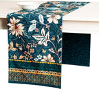 Maison d' Hermine Table Runner 100% Cotton Double Layer Table Runners 108 inches Long for Thanksgiving Christmas Decorations Home Kitchen Dining Party Wedding (Luxury Loft - Dark Teal, 14.5" x 108")