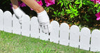 Evelyne Garden Border Edging: Wooden Fence Design - 8pcs White Yard Landscaping Fence Liner Lawn Edge Barrier - 10ft Kit of Decorative Lawn Landscape Panels Elements -Landscaping Edging-GMT-10374-D08