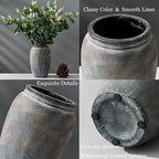 8.2 Inch Ceramic Terracotta Rustic Vase Home Decor Farmhouse Decorative Vase for Living Room Entryway Floor Holiday Wedding-Black Bronze