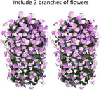 HyeFlora 2PCS Artificial Fall Hanging Flowers for Outdoors, Faux Daisy Muns Plants Fake Silk Orchid Long Stems UV Resistant for Home Garden Wall Party Indoor Outdoor Decor(Light Fuchsia and Fuchsia)