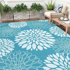 Ileading Reversible Outdoor Rug 8x10Ft Waterproof Patio Rug Carpet Portable Outdoor Plastic Straw Rug Large RV Camping Mat Rug for Patio, Clearance, Deck, Beach, Porch, Camping, Picnic, Teal