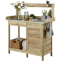 Yaheetech Potting Bench Outdoor Potting Table with Storage,Light Green