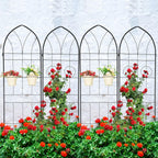 4 Pack Metal Garden Trellis 78.7" H Garden Fence Rustproof Trellis for Climbing Plants Support Roses Flower Outdoor Lawn Black