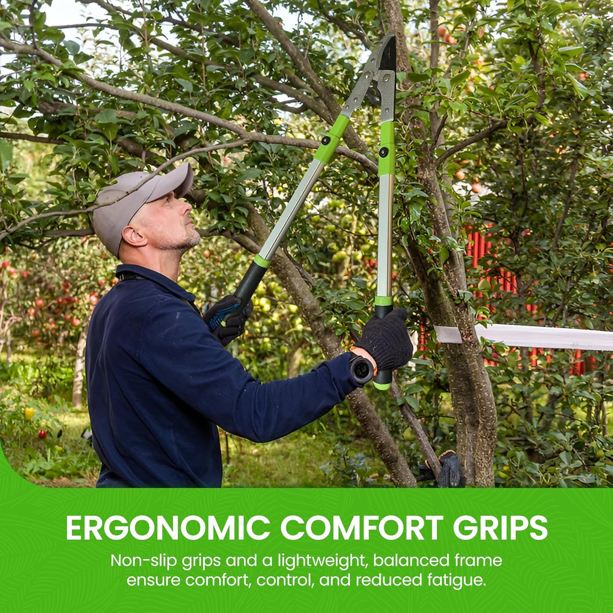 Garden Guru Extendable Anvil Lopper Tree Trimmer with Compound Action, Chops Thick Branches with Ease, 28-40”, Non-Stick High Carbon Steel Blade, Heavy Duty Branch Cutter, 2 Inch Clean Cut Capacity, 2
