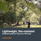 Fiskars XtendControl Extendable Tree Pruner (14 ft), Adjustable Branch Trimmer w/Fixed Pruning Head, 15" X2 Hook Bill Saw, 3-6 ft & 4-8ft Extension Poles, and Automatic Cord Reel for Precise Cuts