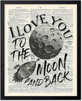 Poster Master Dictionary Art Poster - I Love You To The Moon and Back Print - Motivational Art - Gift for Him, Her & Lovers - Romantic Decor for Dorm, Bedroom or Living Room, 16x20 Black Framed