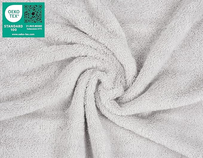 American Soft Linen Luxury Washcloths for Bathroom, 600 GSM 100% Cotton 4 Piece Turkish Wash Cloth Set, 13x13 in Soft Rags for Body and Face, Silver Gray Washcloths