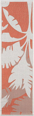 Couristan Monaco Indoor Outdoor Area Rug – Coastal Flora 2'3" x 11'9" Runner in Ivory Orange – Flatwoven, Hose Washable, Pet Friendly Rug for Patio, Porch and Home Decor