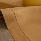 Solino Home Linen Brown Sugar Table Runner 132 Inches Long - 100% Pure Linen Extra Long Table Runner 14 x 132 Inch for Fall, Autumn, Thanksgiving - Classic Hemstitch