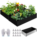 Mizelu 2 Sets 4 x 2 x 1 ft Raised Garden Bed Liner Bag, Breathable Grow Bed Fabric Liners with Clips and Gloves, Garden Box Non Woven Bag for Outdoor Plants Growth Keep Soil Isolation (No Garden Bed)