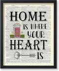 Poster Master Dictionary Art Poster - Home Is Where Your Heart Is Print - Motivational Art - Gift for Men & Women - Inspiring Wall Decor for Dorm, Bedroom or Living Room, 24x32 Unframed Wall Art