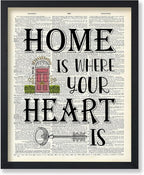 Poster Master Dictionary Art Poster - Home Is Where Your Heart Is Print - Motivational Art - Gift for Men & Women - Inspiring Wall Decor for Dorm, Bedroom or Living Room, 24x32 Unframed Wall Art