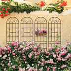 6 Pack Metal Garden Trellis 86.7" Tall Outdoor Climbing Plant Support for Roses, Flowers, Rustproof Durable Black Galvanized Tube, Lawn Garden Fence Decor Screen, 86.7" H
