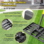 Lawn Leveling Rake: Anti Flipping 17" x 10" Stainless Steel Lawn Ground Leveler for Soil, Heavy Duty Grass Top Soil Dressing Leveling Rake, Home Lawn,Golf Field,Yard Landscaping Tool, 60” Long Handle