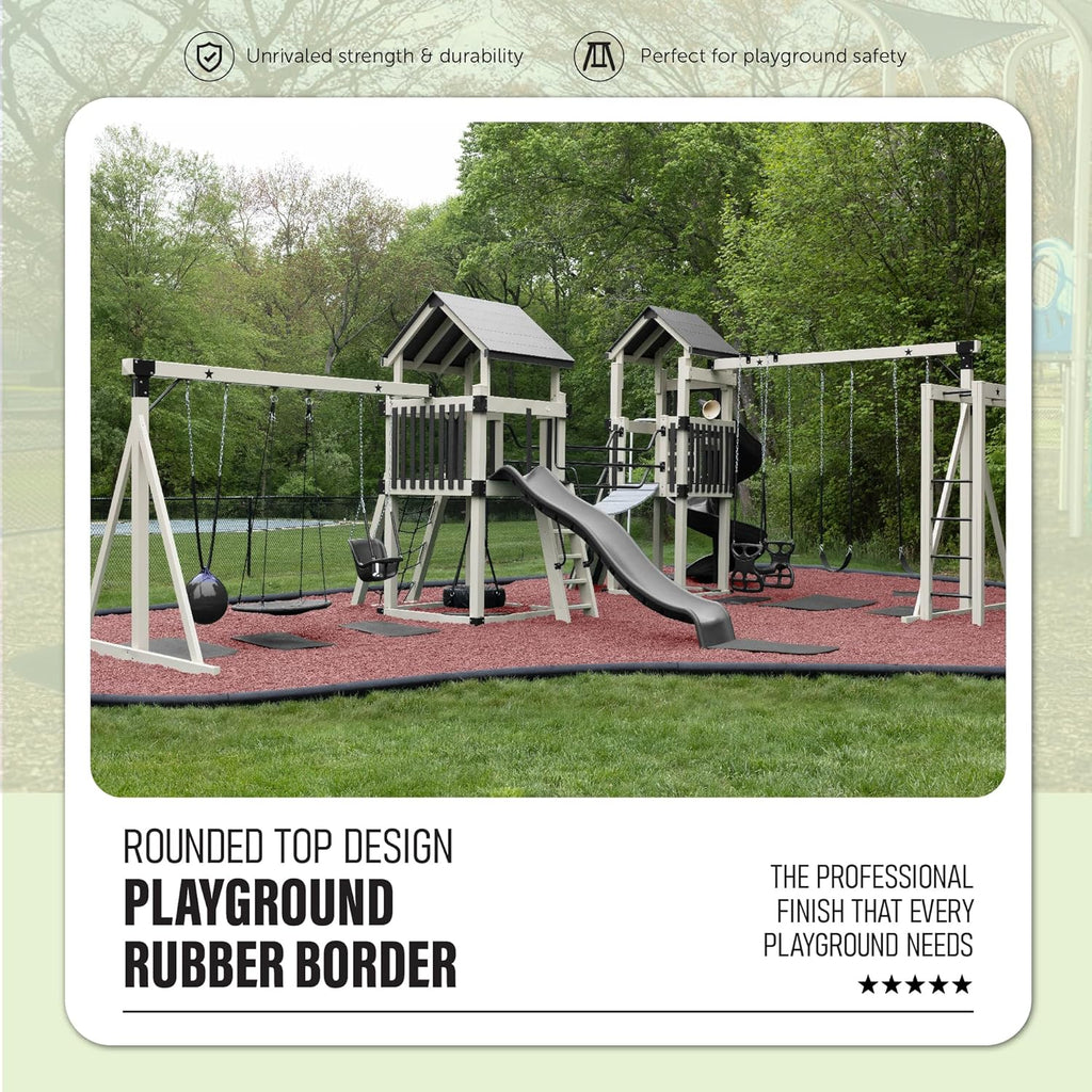 Playsafer 4' Flexible Interlocking Rubber Edging for Playgrounds (Black, 6 Pack)