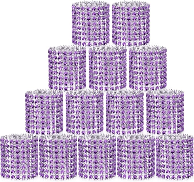 Purple Napkin Rings Holder Set of 150pcs,Crystal Diamond Bling Napkin Rings Adornment for Wedding Reception, Dinner, Place Settings, Holiday Parties or DIY Decoration (150,Purple)