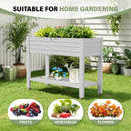 WTFGO Elevate 33.7" Tall Raised Garden Bed with Wheels, Divisible Resin Planter Box with Drainage Gauge & Storage Shelf, Herb Planter for Garden Patio Backyard, Ashen (33.7" h)