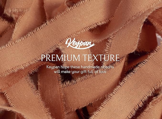 Orange Ribbon 5/8" x 21 Yards with Frayed Fringe Fabric Cotton Ribbons for Gift Wrapping Wedding Invitations Flower Bouquet Baby Shower