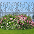 4 Pack Metal Garden Trellis 86.7" Tall Outdoor Climbing Plant Support for Roses, Flowers, Rustproof Durable Black Galvanized Tube, Lawn Garden Fence Decor Screen (4, Black flutter-86.7" H)