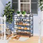 SUFAUY Shoe Rack, 5-Tier 33" Wide Shoe Storage Rack for 24-30 Pairs of Shoes, Mesh Shoe Organizer for Entryway Closet, Steel Frame, Industrial, Black