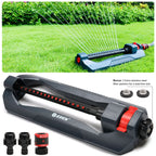 Eden 96213EDAMZ Weighted Essential Oscillating Sprinkler | Covers Up to 3,600 sq. ft., 16 Precision Nozzles, Adjustable Range, Turbo Drive Motor, Quick Connect Bundle, Stainless Steel Filters, Black