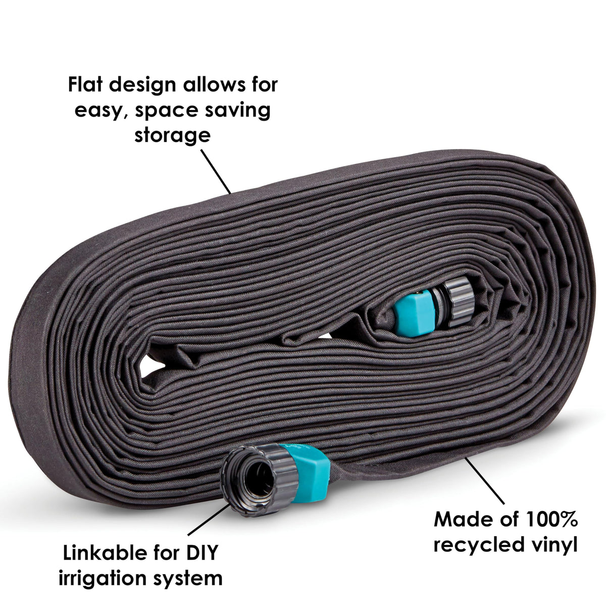 Gilmour 25' Black Flat Weeper Soaker Hose for Garden Beds, Drip Irrigation Outdoor Hose, Flexible Garden Hose for Vegetable Gardens, Flower Beds, Lawns, and Orchards