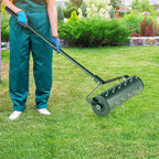 IRONMAX Rolling Lawn Aerator, Sand/Stone Filled Manual Dethatching Soil Aerating Push Tool with Ergonomic Handle, Grass Aerator Lawn Tool for Yard, Garden, Lawn Health Care (21''W x 51''H)