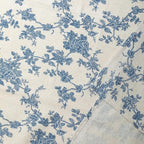 Pastoral Round Tablecloth - 60 Inch Dia. - Beige Linen Table Cloth - Washable Table Cover with Dust-Proof Wrinkle Resistant for Restaurant, Picnic, Indoor and Outdoor Dining, Floral (Dark Blue)