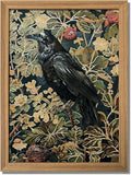 AKWISH Framed 3D Textured Vintage Wall Art - Dark Academia Decor Hand Drawn Sandstone Black Crow Paintings with Botanical Florals, Aesthetic Wall Decor for Living Room Bedroom Home 12x16 inch